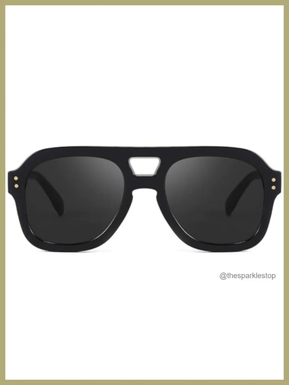 Vintage Aviator Sunglasses Double Bridge Square Thick Frame UV400 Protection